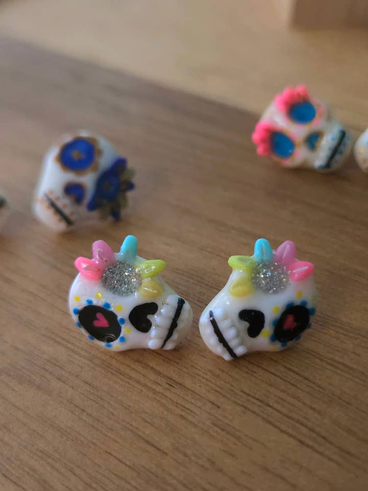 Sugar Skull (Glow-in-the-dark) Stud Earrings for wholesale by Iba Sisters