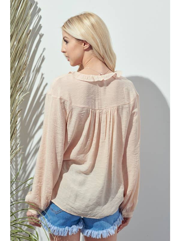 Blush Frilled Blouse - 14696T for wholesale on Faire