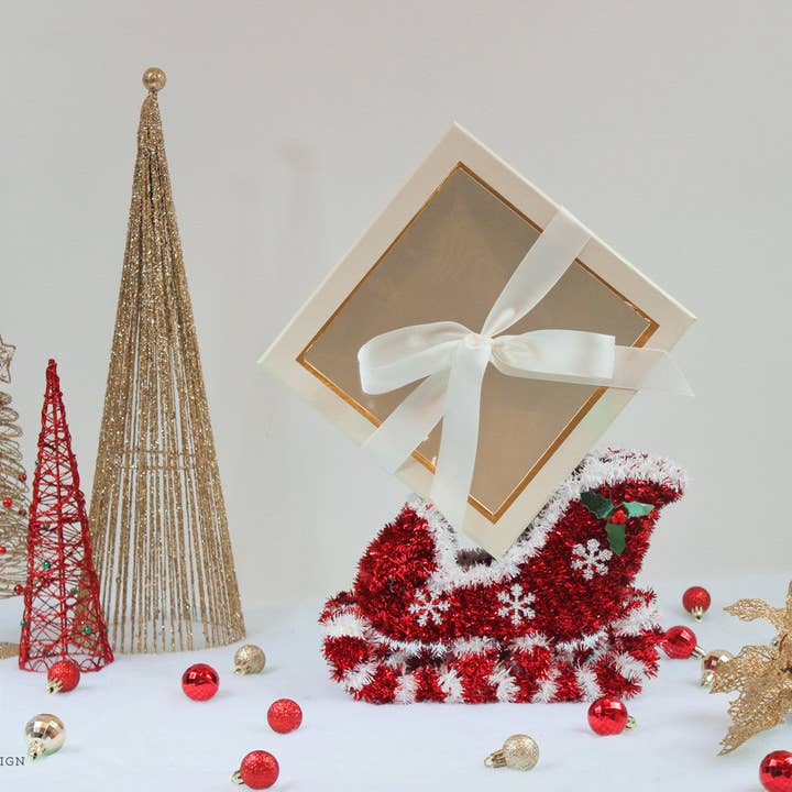 Elegant Design Supply - Wholesale Gift box - Square Gift Box with Clear Lid and Ribbon - Various Colors - For Luxury Flower/ Gift / Chocolate Strawberry Arrangements11