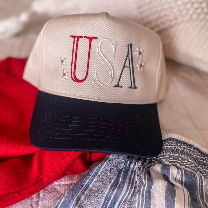 Ginger And Babe - Wholesale Trucker Hat - Women's - Embroidered USA Trucker Hat, 4th of July baseball cap