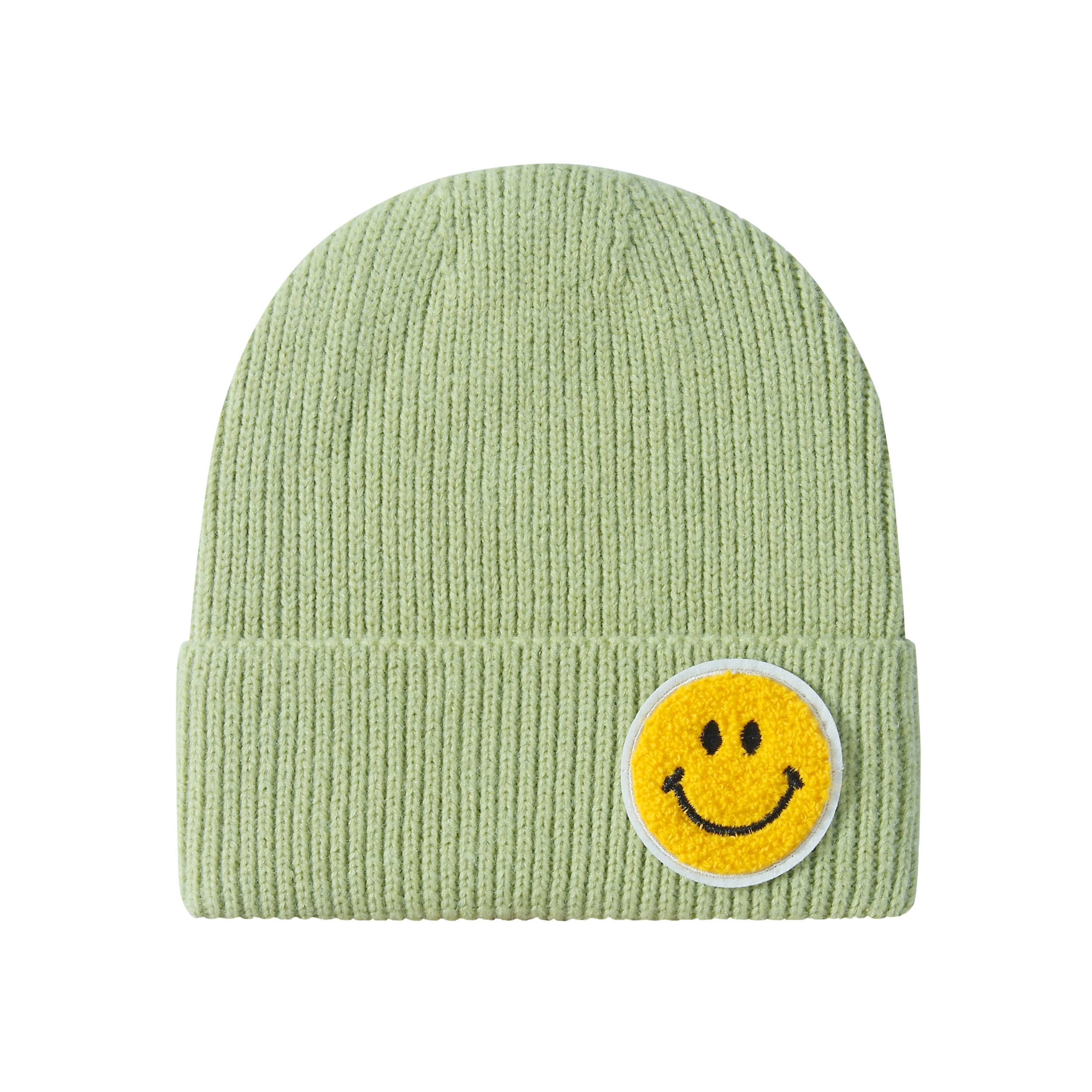 Shop Lev - Wholesale Beanie - Women's - Daily Smile Face Pastel Tone Ribbed Knit Beanie Hat3