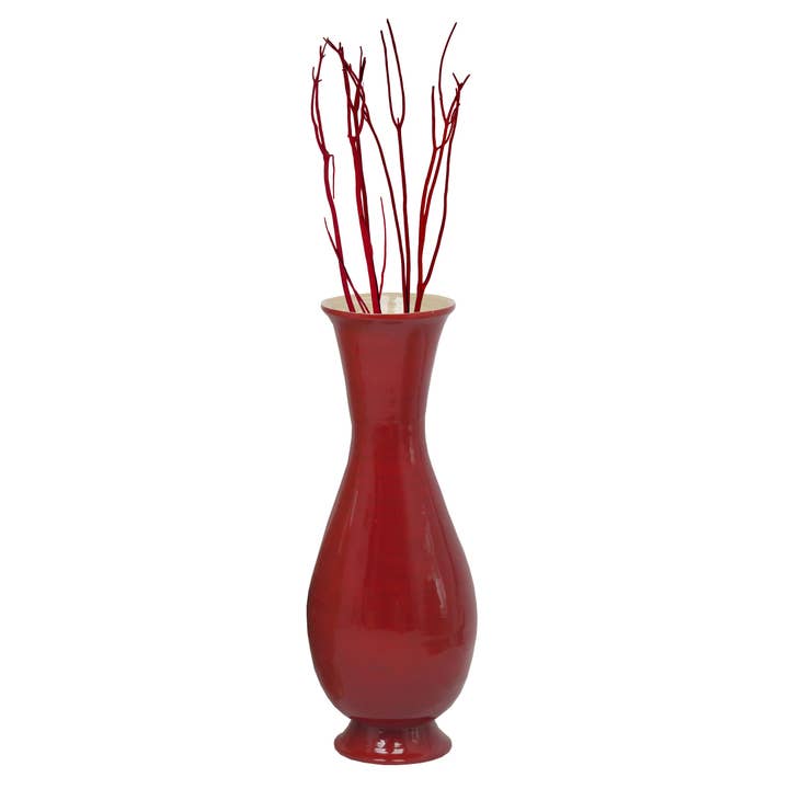 Quickway Imports - Vente Vases - Grand vase de sol décoratif moderne : bambou naturel fait main