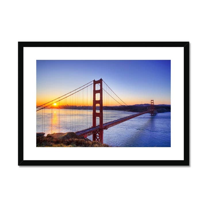 Golden Gate Bridge all'alba Stampa incorniciata e montata per la vendita all'ingrosso da parte di Sorbey