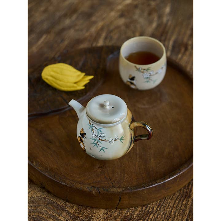 Gohobi (We cover U.S. import duties) - Wholesale Tea Pot - Gohobi Hand-Painted Orange Cat Teapot2