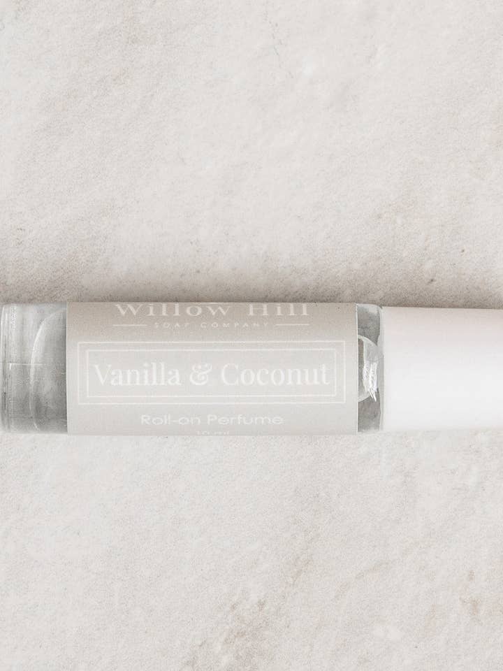 Vanilj & kokosnöt Roll-on parfym för wholesale av Willow Hill Soap Company