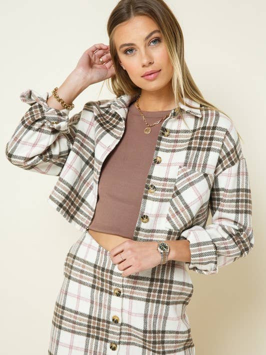 ENSEMBLE VESTE ET JUPE BOUTONNÉS À CARREAUX - SS511327&ST511326 pour la vente par STYLE RACK