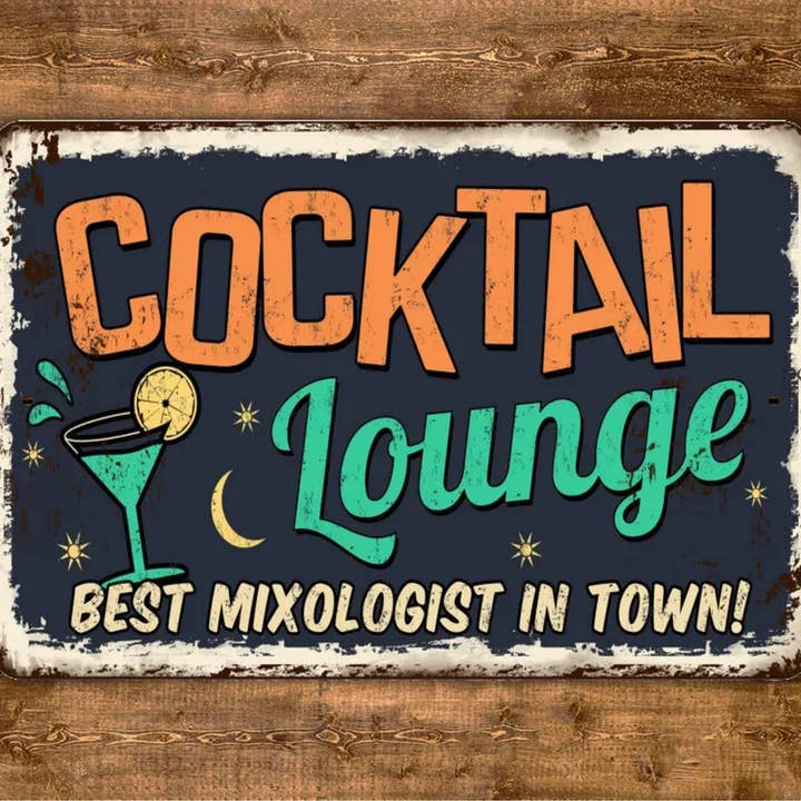 Cocktail Lounge Mixologist Sign Vintage Style for wholesale by Game Time Prints