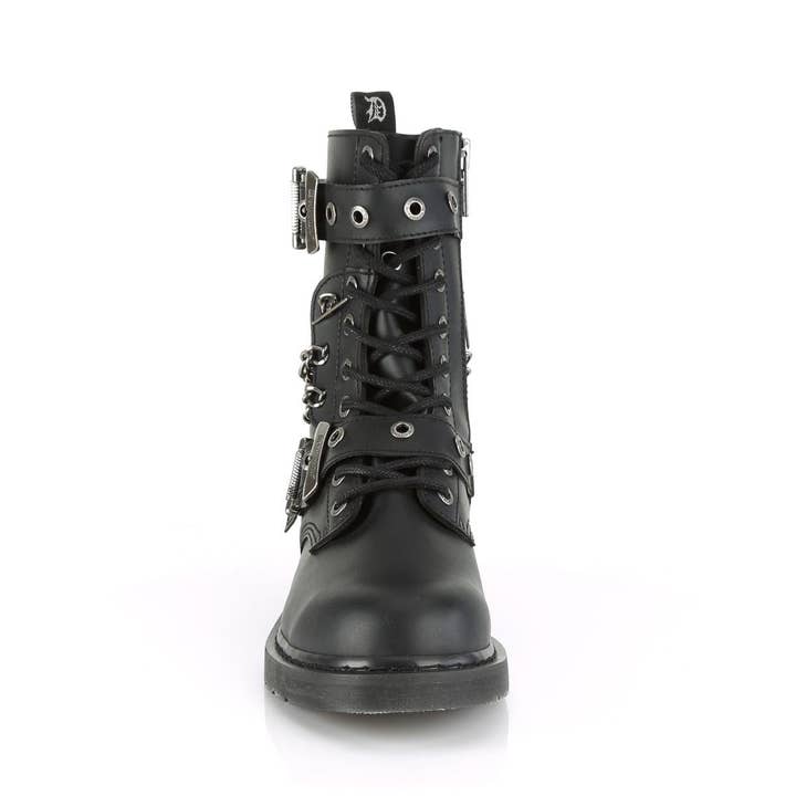 Demonia Bolt 250 Black Vegan Leather Mid-Calf Boots for wholesale on Faire1