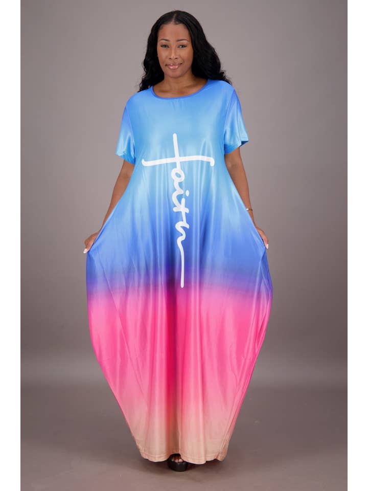 Advance Apparels - Wholesale Dress - Women's - Gradient Dye Faith Dress