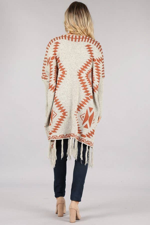 Oceanus Apparel - Vente Cardigan – femme - OUG10622-SP Cardigan en tricot poncho tribal à franges17