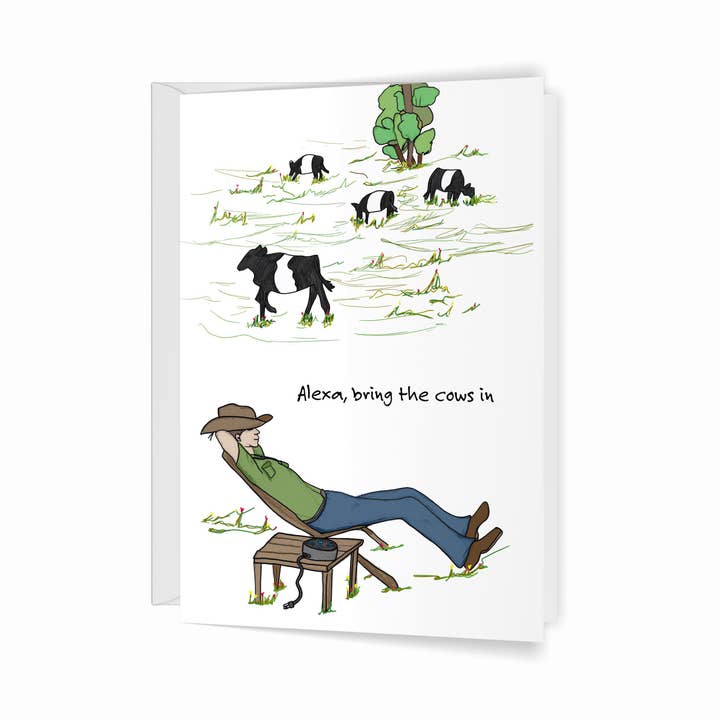 Alexa, Bring the Cows In for wholesale by Crawford Sisters Card Co., LLC