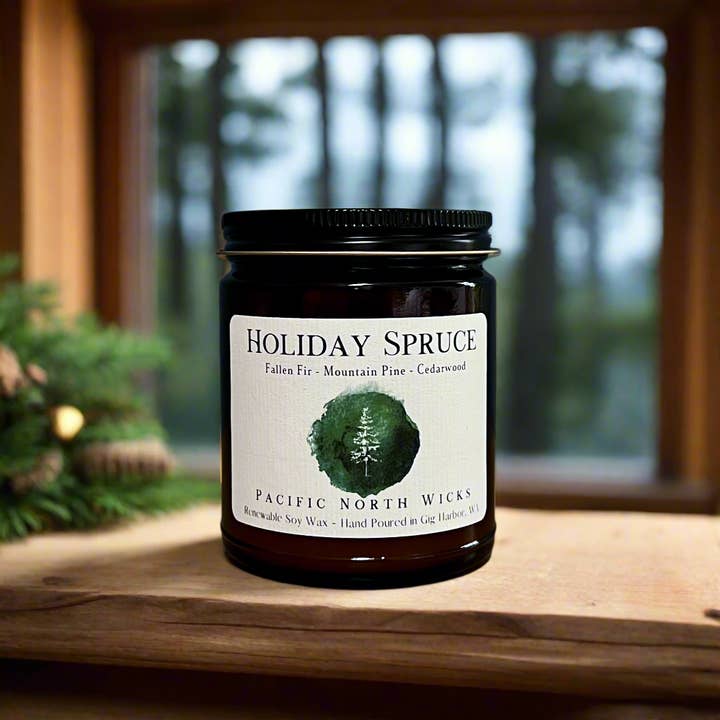 Holiday Spruce Candle | Evergreen, Pine, Fir Scent | Soy for wholesale by Pacific North Wicks