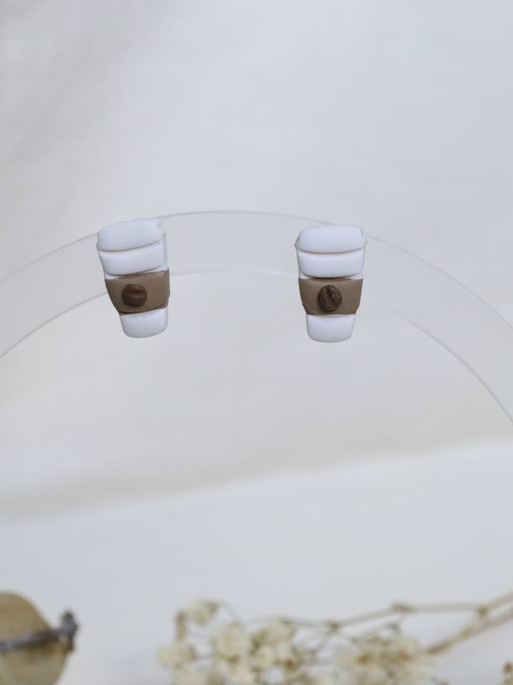 Coffee Cup Studs for wholesale by Lily and Sparrow Clay