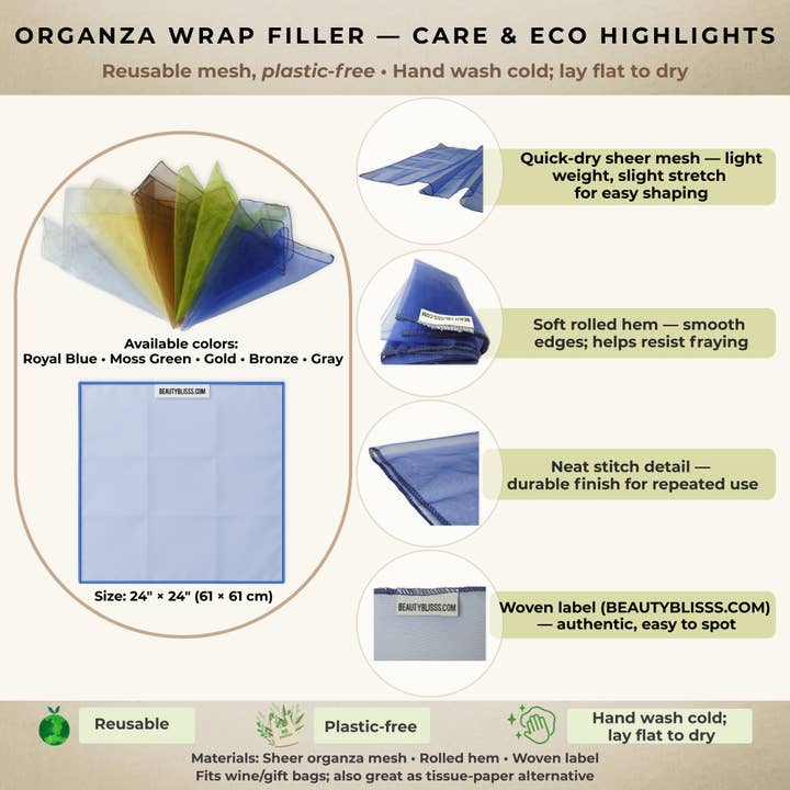 Beauty Blisss - Wholesale Gift Bag Set/Pack - Organza Gift Wrap Fillers – 24" Squares, 5pc & 6pc Sets4