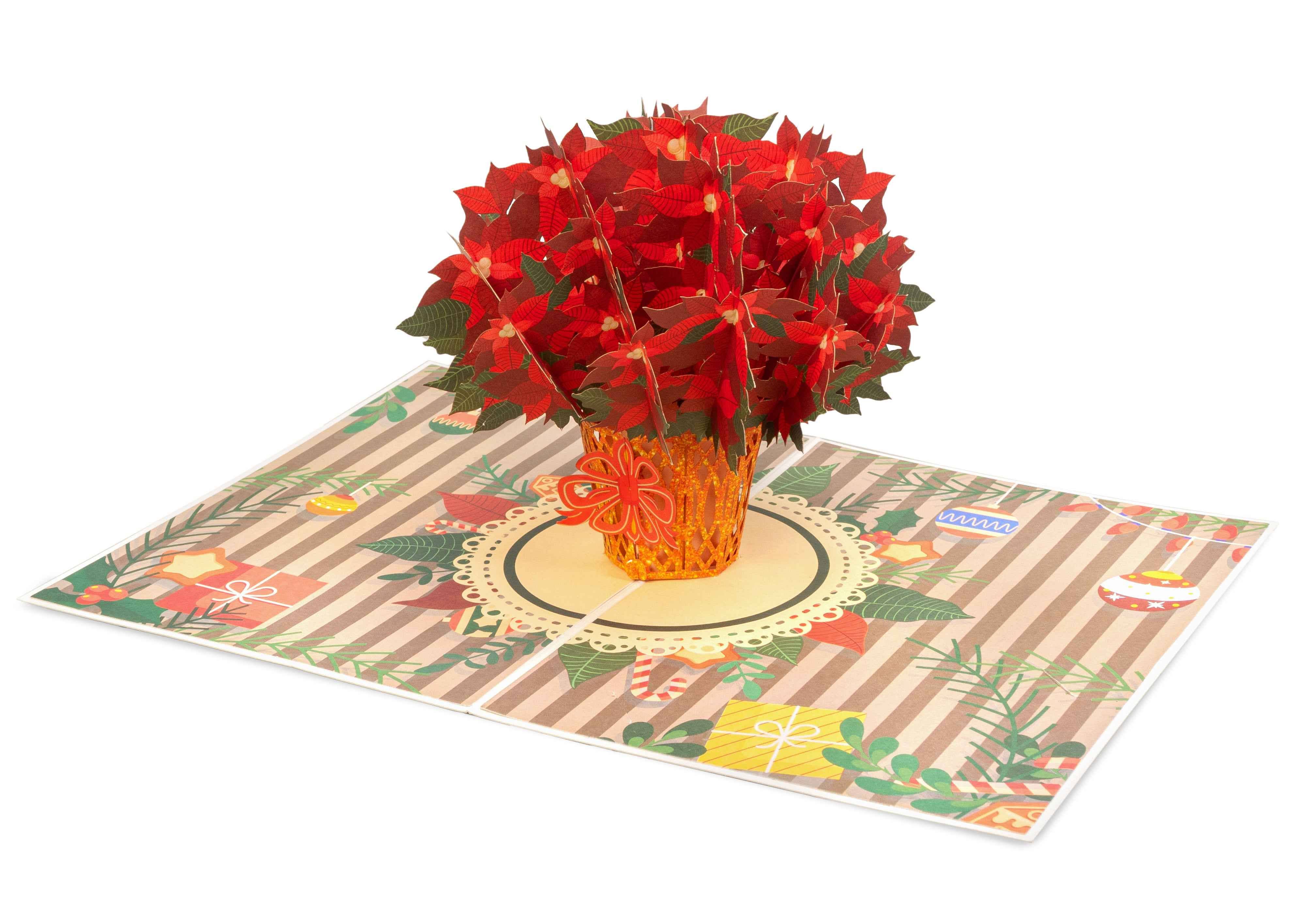 Paper Love - Wholesale Christmas Card - Poinsettias Plant Pop Up Card2