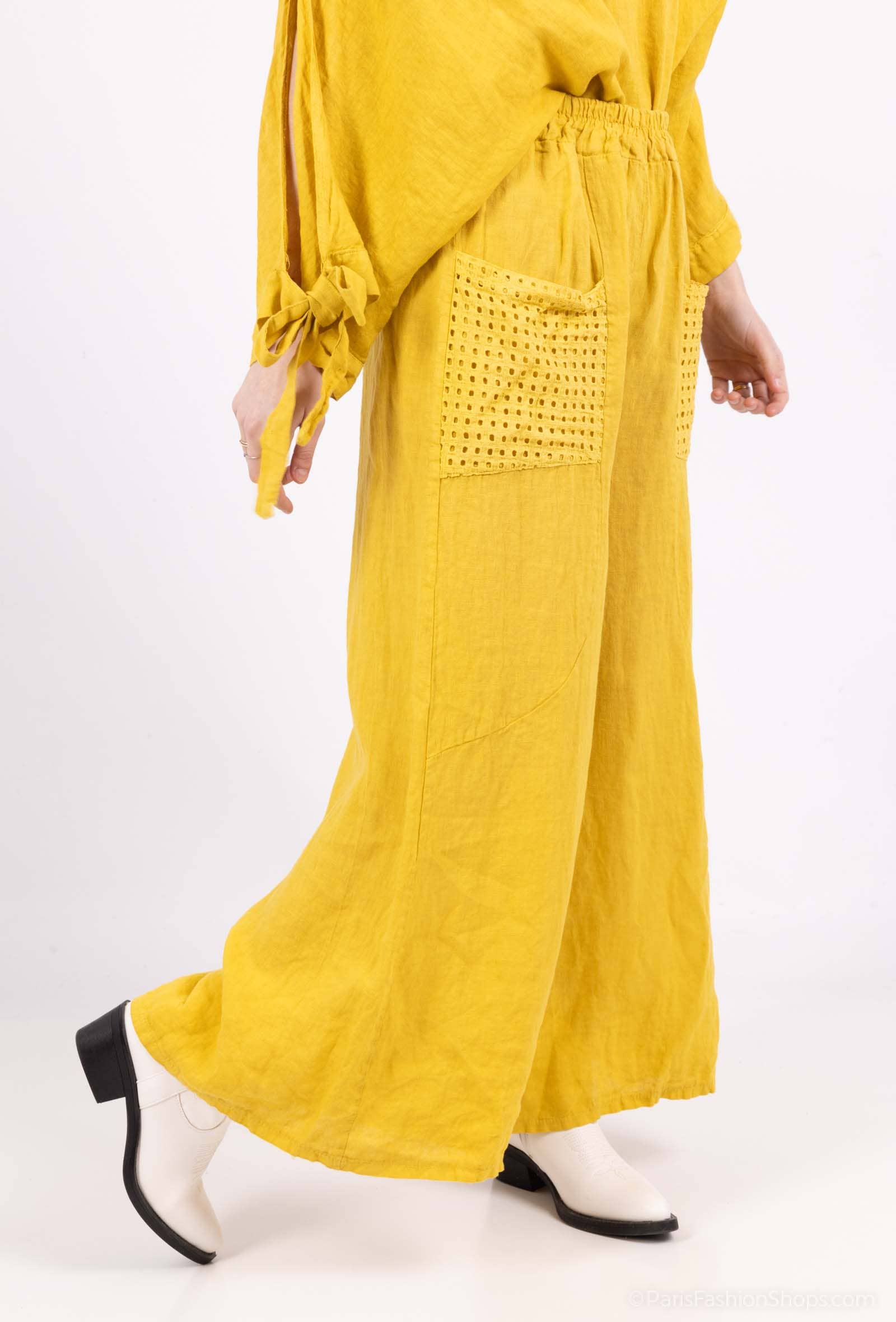 Shyloh - Wholesale Pants - Women's - Linen Trousers with Openwork Pockets 205807