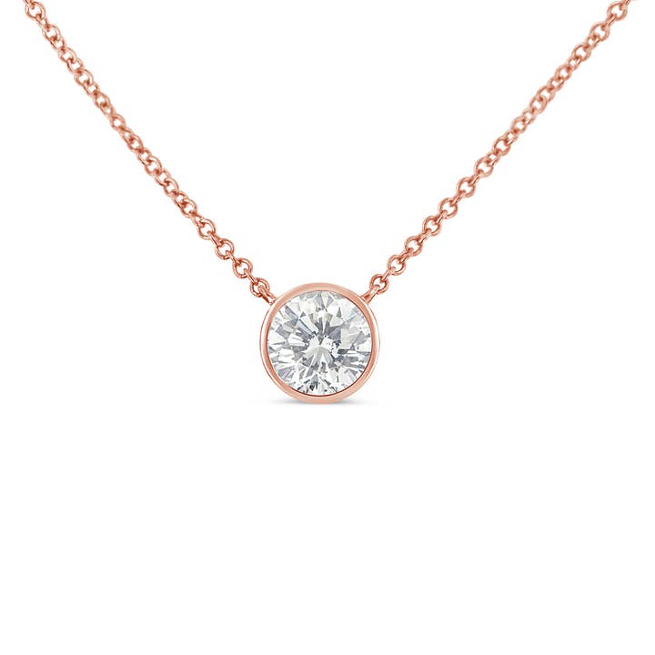 10K Gold 1/2ct Bezel-Set Diamond Pendant Necklace-H-I,SI2-I1 for wholesale by Infinite Jewels