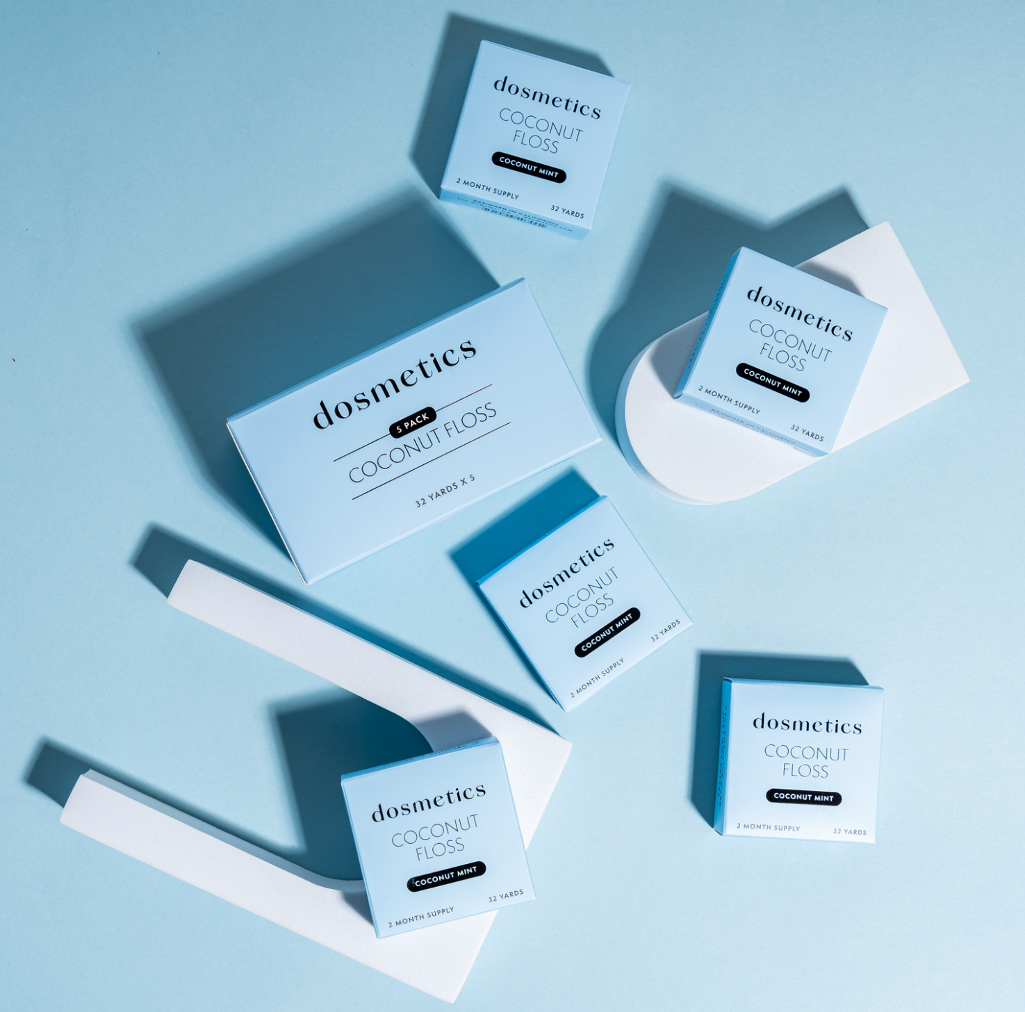 Dosmetics – Engroshandel Tandtråd – Kokosnødetråd - Kokosolie infunderet (32 yards x 5 flossers)3