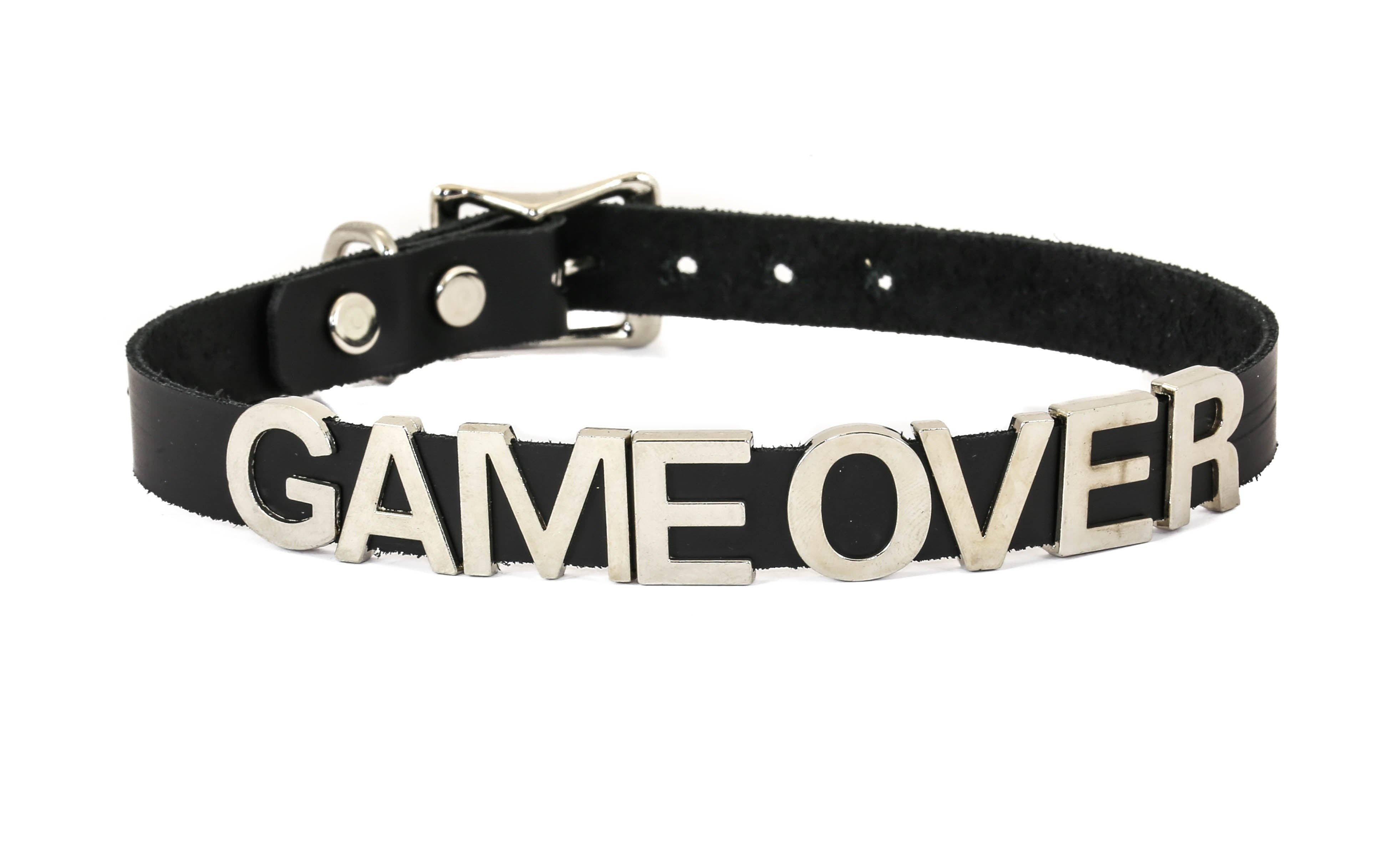 Funk Plus - Wholesale Choker/Collar - FC291 GENUINE LEATHER STAINLESS STEEL LETTER NAME FETISH  CHOKER12