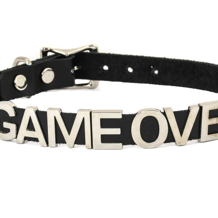 Funk Plus - Wholesale Choker/Collar - FC291 GENUINE LEATHER STAINLESS STEEL LETTER NAME FETISH CHOKER12