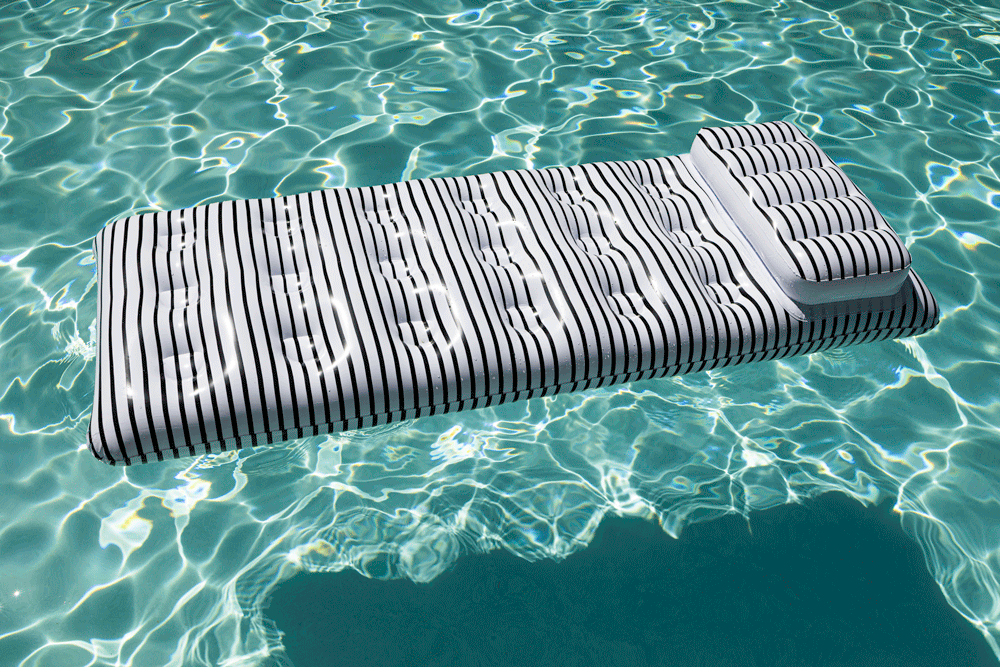 Black White Stripe Lounger Pool Float for wholesale on Faire3