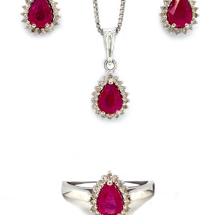 Ruby Jewellery Set in .925 Sterling Silver - KSS 62241 for wholesale by Kotawala Jewels