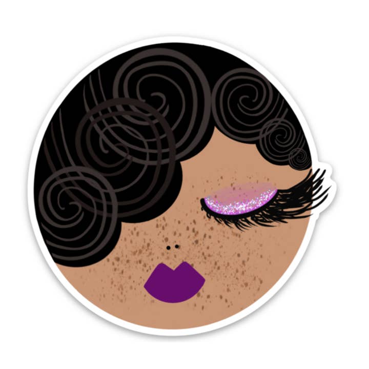 Autocollant Pepper Freckles pour femme | Cheveux noirs bouclés pour la vente par Sparkle Blu