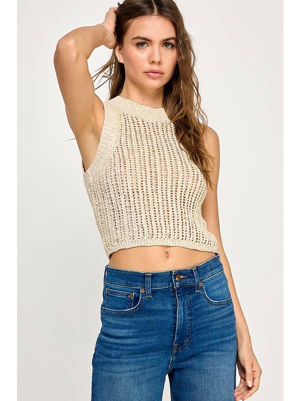 Miss Love - Wholesale Knit Top - Women's - CROCHET SLEEVELESS KNIT TOP
