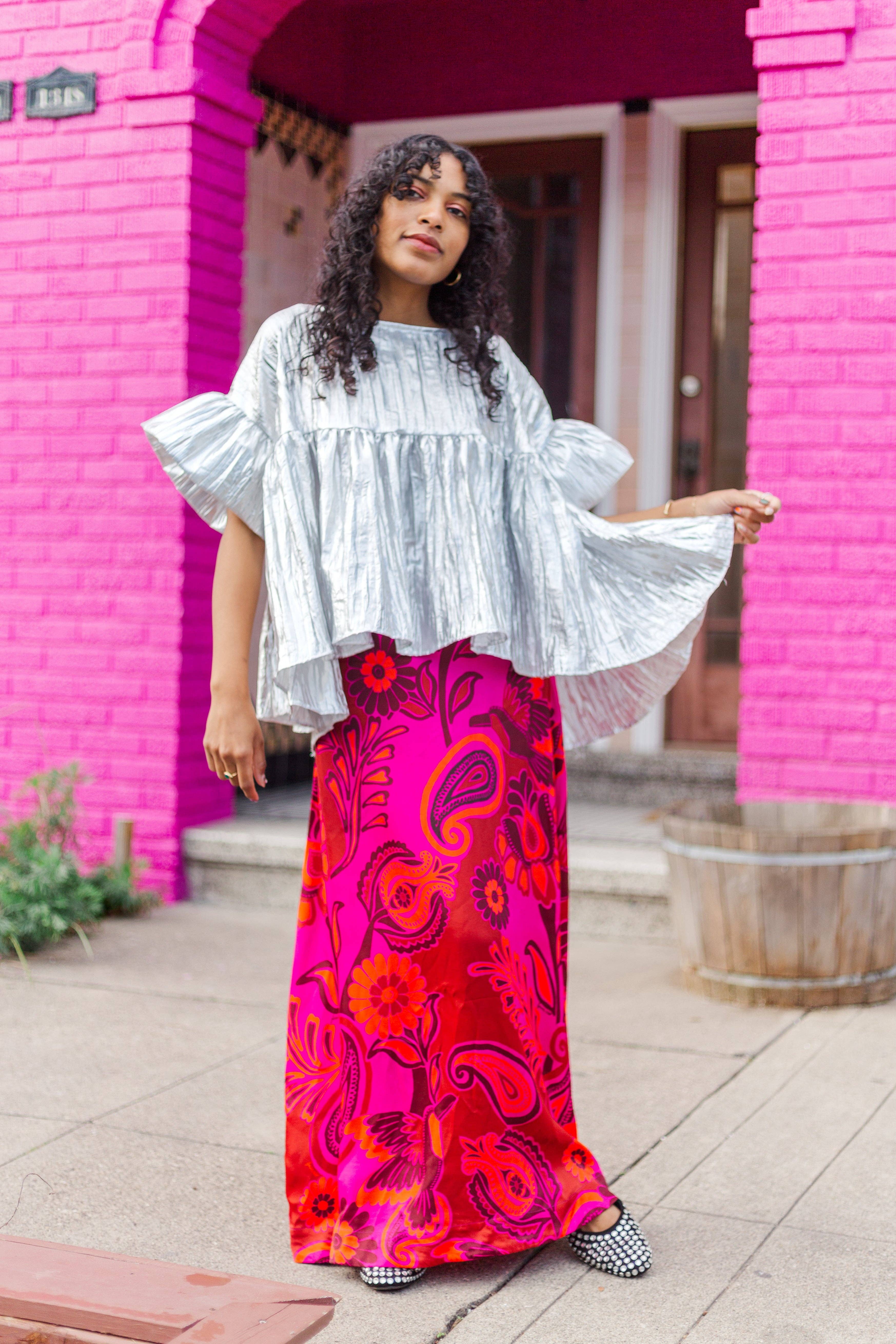 Nettle Studios - Wholesale Blouse - Women's - Size-Inclusive Plus Size Womens Silver Metallic Gathered Top12