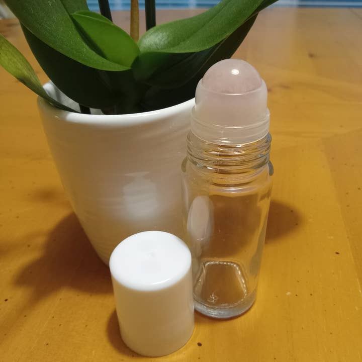Mnemosyne's Gems - Wholesale Face/Beauty Roller - 30 ml rose quartz ball empty glass roller bottle 1 oz