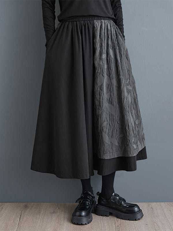 BLACK High Waisted Loose Elasticity Jacquard Pleated Pockets Culotte for wholesale on Faire0