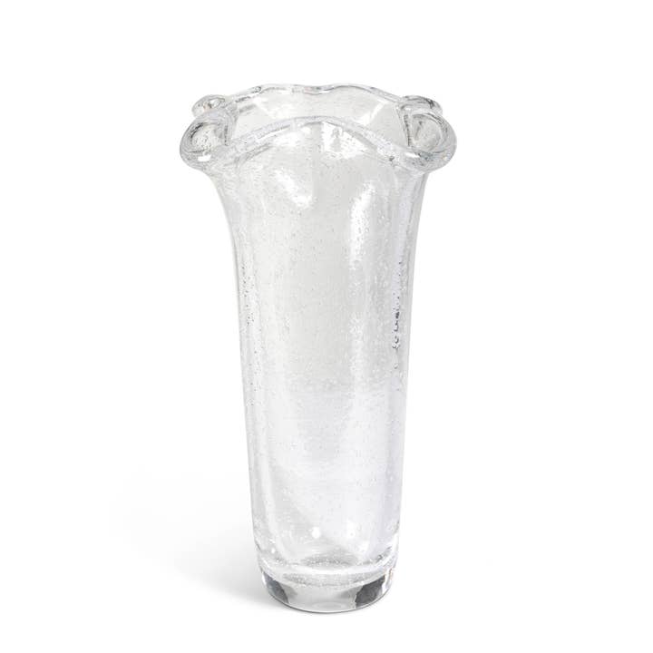 Ruffle Glass Vase, Clear for wholesale by Park Hill Collection
