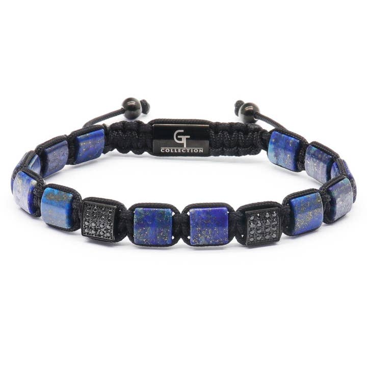 GT collection Jewelry - Wholesale Beaded Bracelet - Men's LAPIS LAZULI Flat bead Bracelet - One Size Fits All