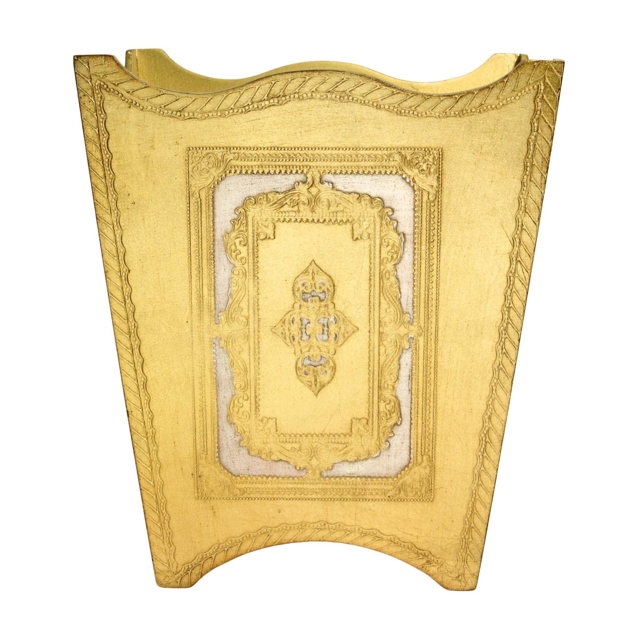 Via Graceffo - Wholesale Trashcan/Trash Bin - Italian Florentine Waste bin, Cappuccino & Gold, Made in Italy0