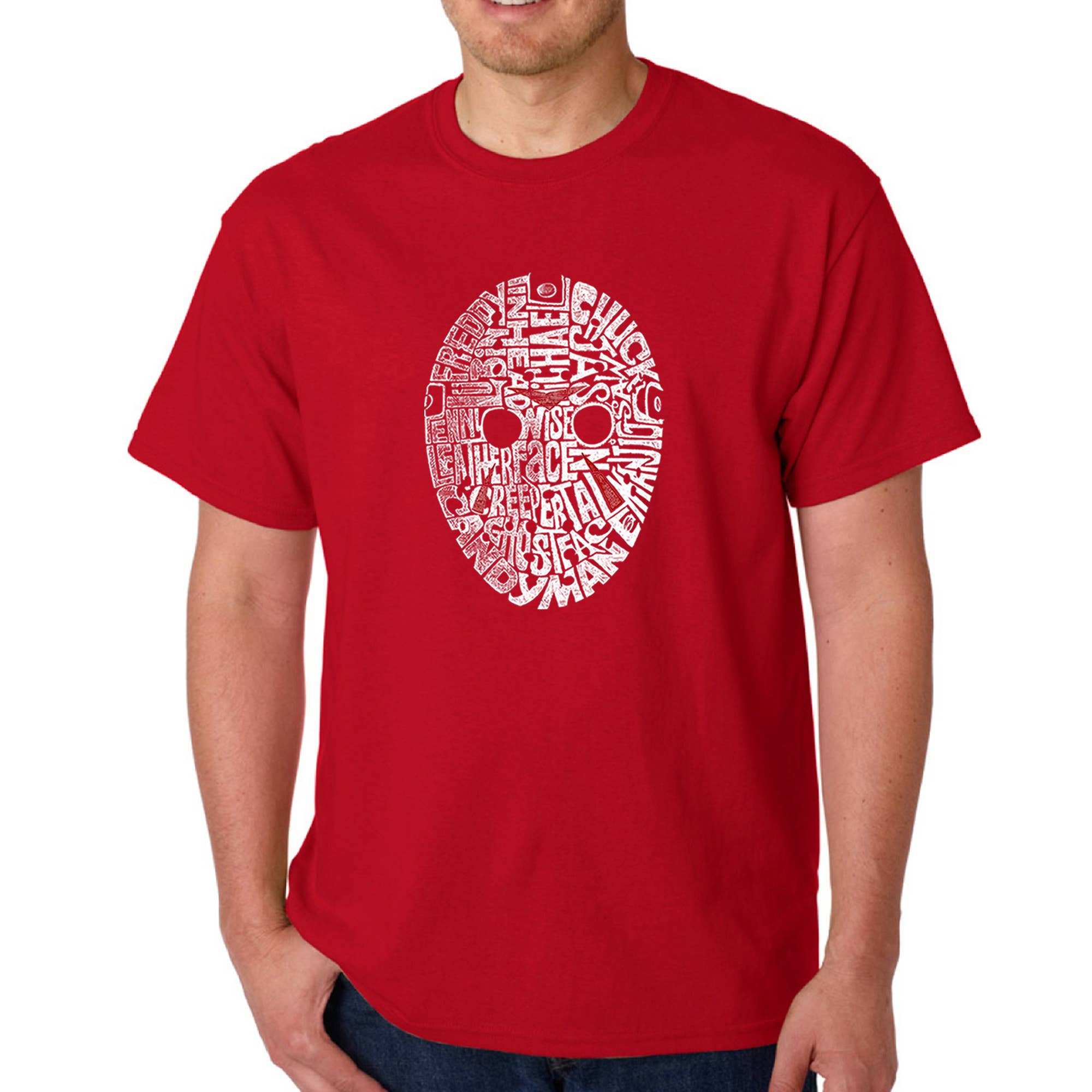 LA Pop Art - Wholesale Screen Printed T-Shirt - Men's - LA Pop Art Men's Word Art T-shirt - Slasher Movie Villians7