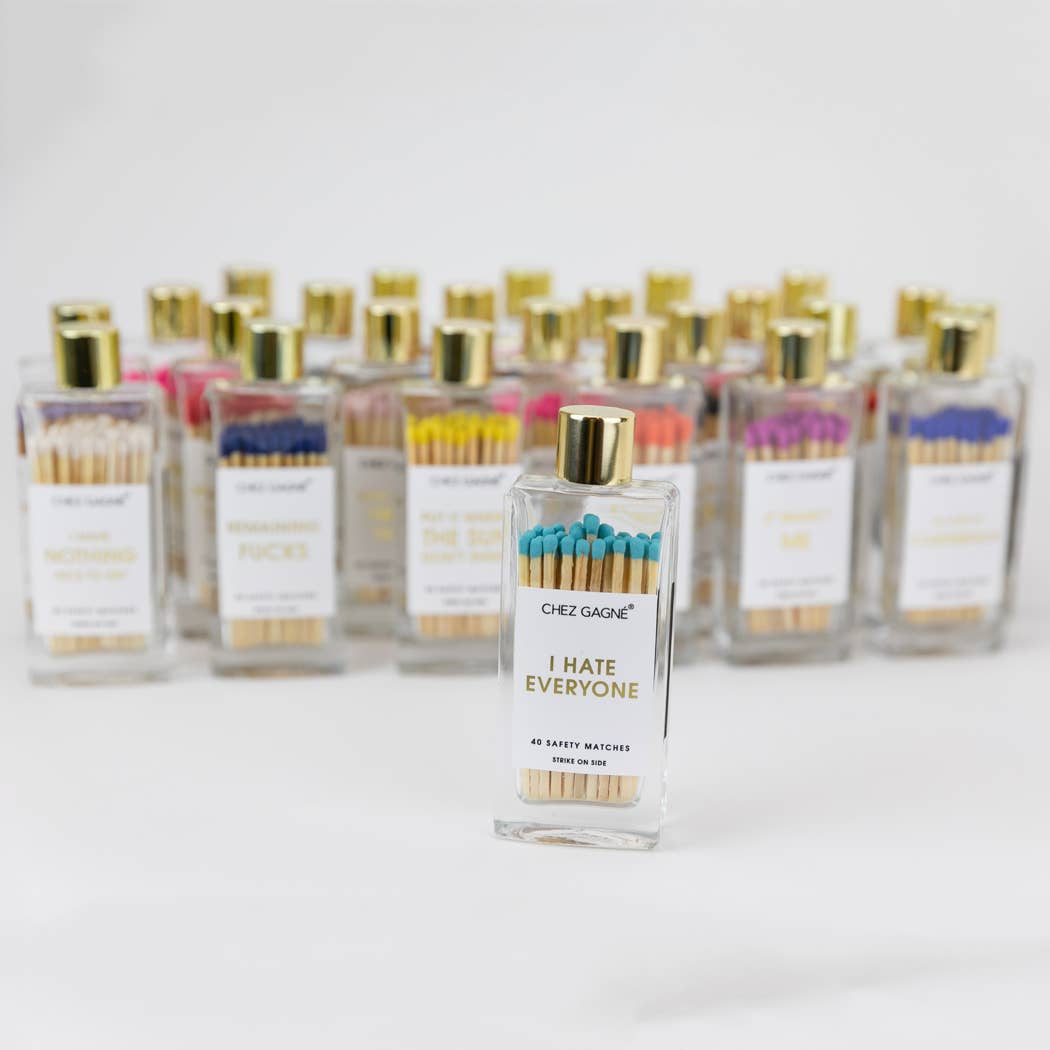 Chez Gagné – Großhandel Streichhölzer – Ich hasse alle - Sicherheitsstreichhölzer aus Glasflasche - Aqua3