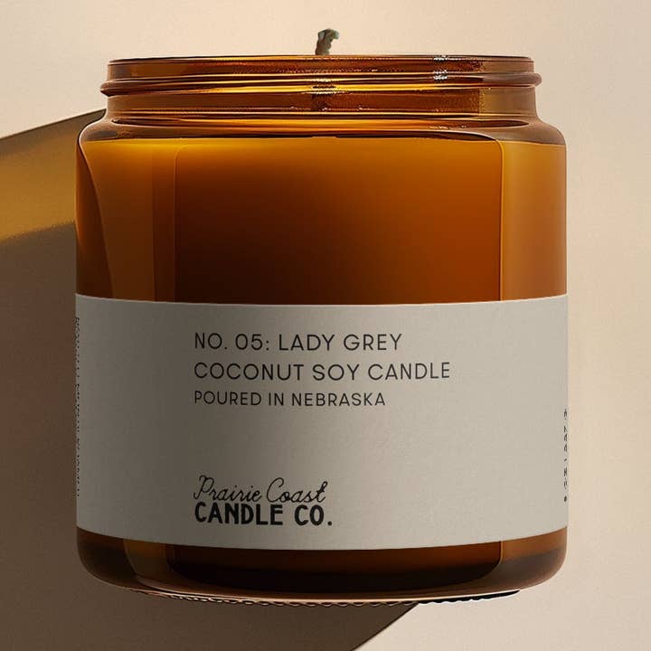 No. 05: Lady Grey Coconut Soy Candle for wholesale by Prairie Coast Candle Co.