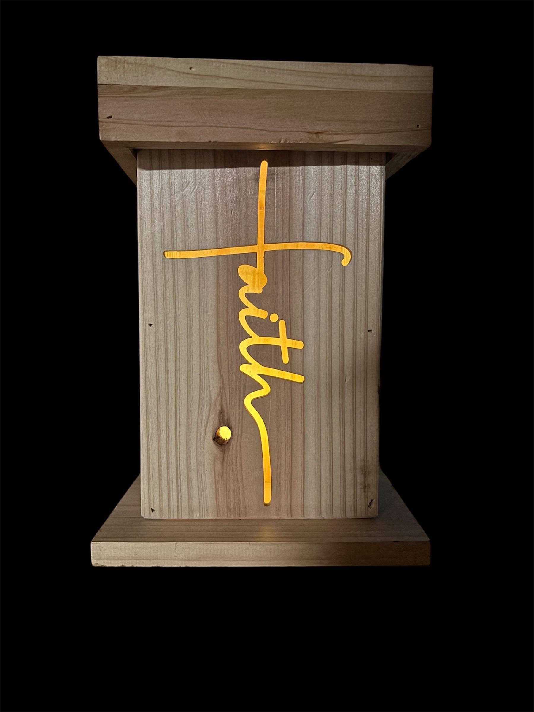 Faithful Creations Studios - Wholesale Lantern - Rustic Wooden Lantern with Faith Cross |Christian Home Décor2