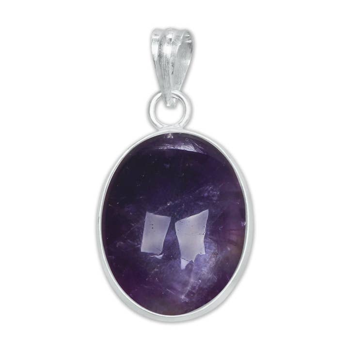 Handmade Jewels - Wholesale Individual Charm/Pendant - Amethyst Minimalist Pendants - Handmade, Silver-Plated Brass, Wholesale10