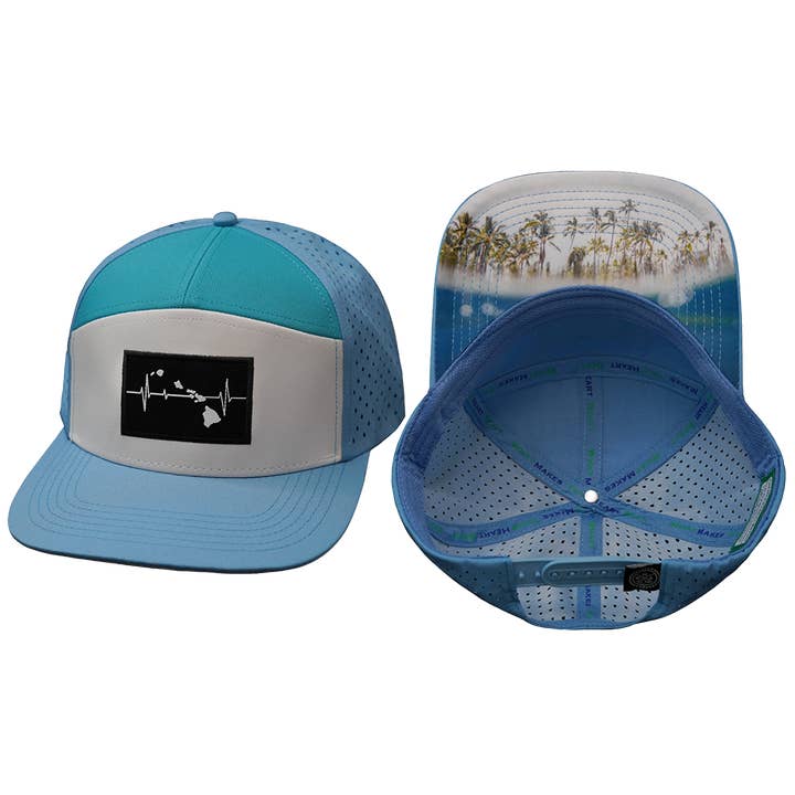Hawaii Hat | Flat Bill | Light Blue - White - Turquoise for wholesale by The Heartbeat Brand