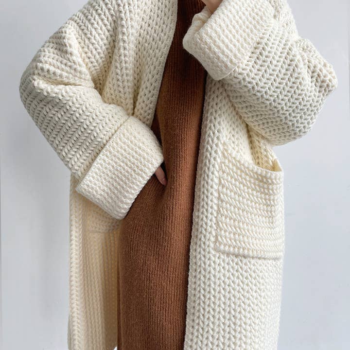 Rosa Clothing - Wholesale Cardigan - Women's - Gentle Soft Hollow Twist Knitted Long Cardigan