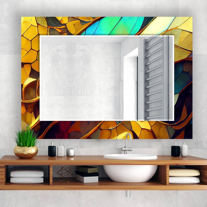 Stained Tempered Glass Wall Mirror for wholesale by MyPhotostation