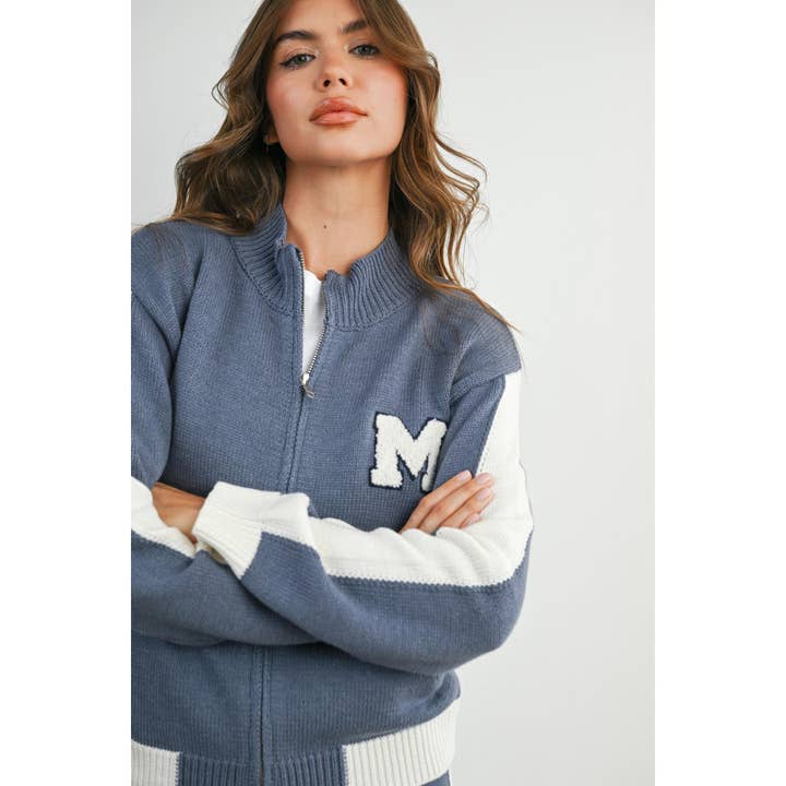 BUTTERMELON - Wholesale Jacket - Women's - Retro Varsity 'M' Sweater Jacket - BMJ795612