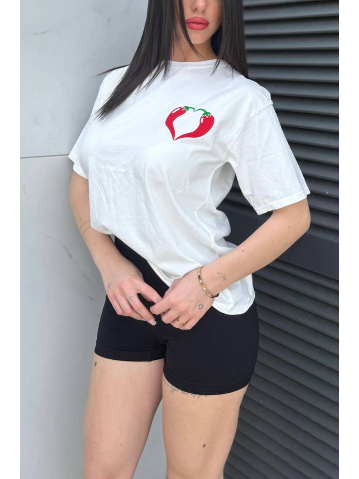 Chilli Girl Collection - Wholesale Screen Printed T-Shirt - Women's - Round neck cotton t-shirt with spicy love printÂ