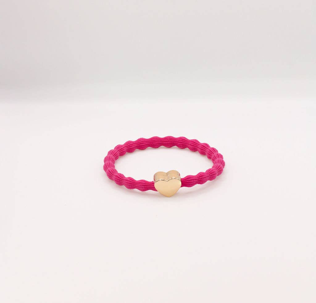 Last True Angel - Wholesale Hair Tie - Wave Hair Tie with Gold Heart Charm (Various Colours)10