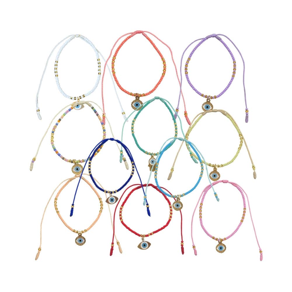 Earths Elements Wholesale - Vente Bracelet de perles - Bracelet - Evil Eye perlé avec breloque, assorti1