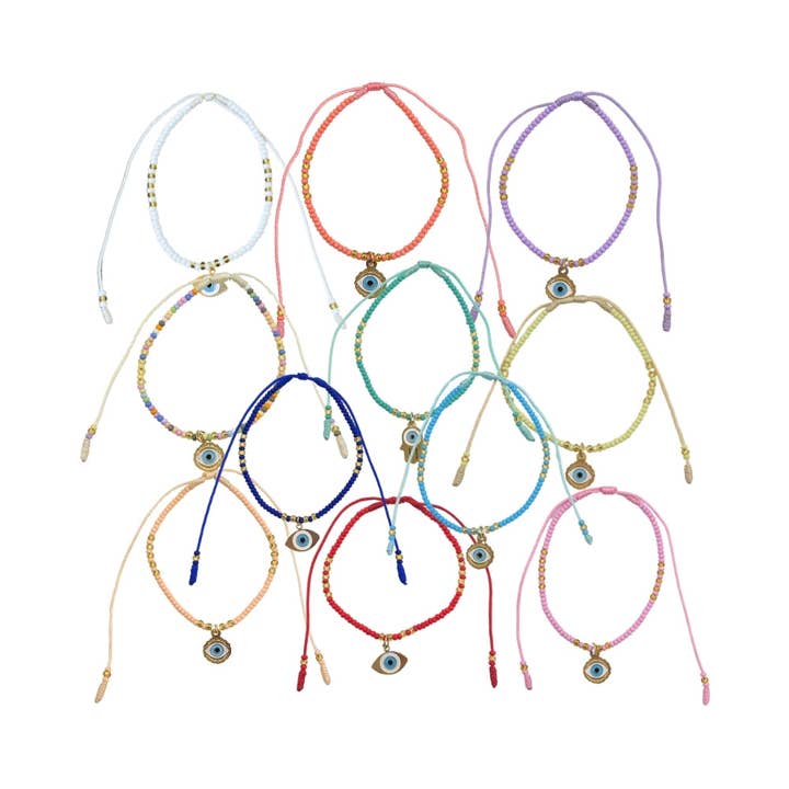 Earths Elements Wholesale - Vente Bracelet de perles - Bracelet - Evil Eye perlé avec breloque, assorti1
