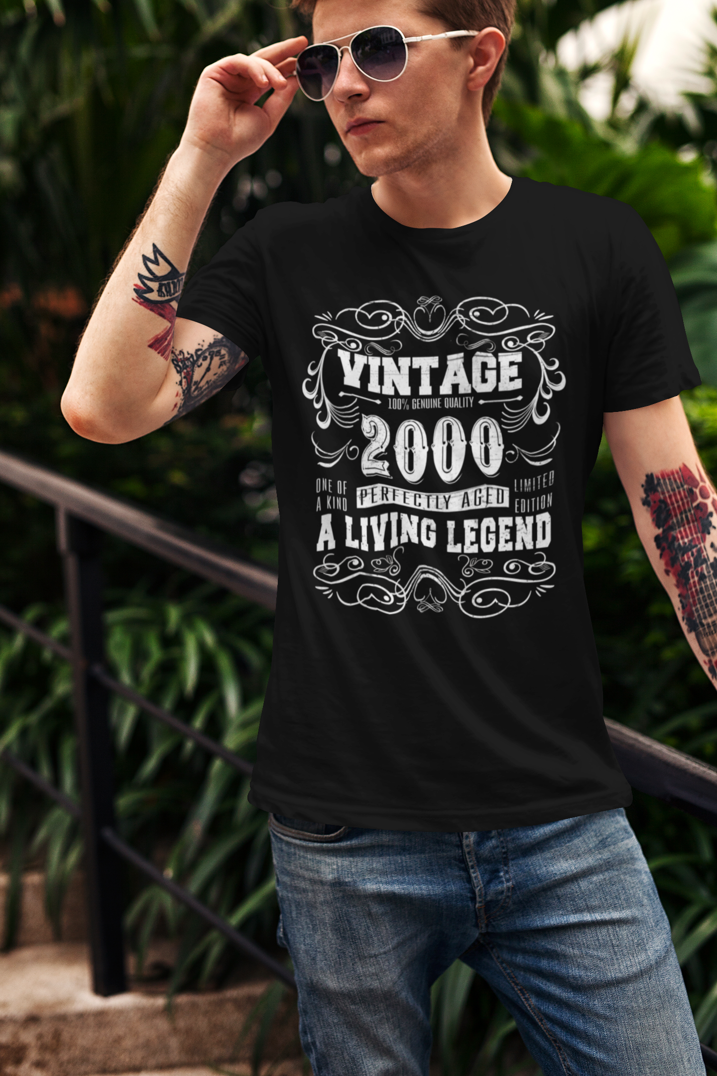 Black ULTRABASIC Men's T-Shirt Vintage 2000 Perfectly Aged - 20th Birthday Gift Tee Shirt for wholesale on Faire2