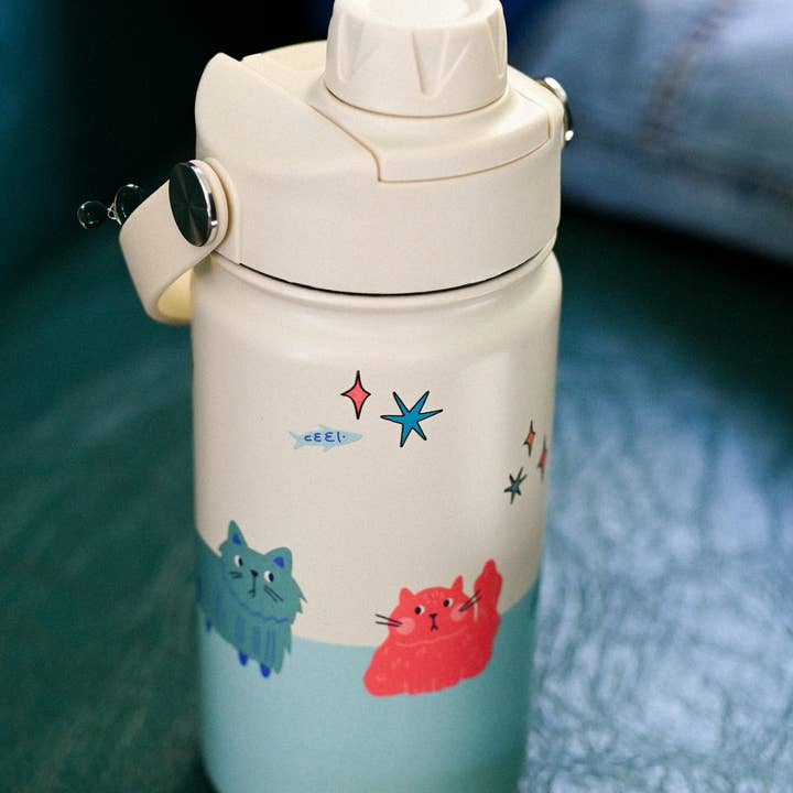 the cotton cloud - Wholesale Water Bottle - Insulated Stainless Steel Bottle for Kids Meowtiful Cats3