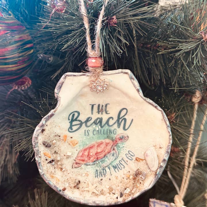 Wild Child Art Studio - Wholesale Ornament - "The Beach is Calling" Sea Turtle Ornament